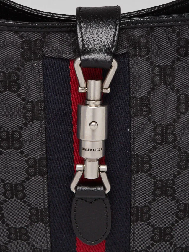 Balenciaga x Gucci Black/Grey Canvas/Leather The Hacker Project 1961 Small Jackie Bag in Black Canvas from Yoogis, photo 5 of 11