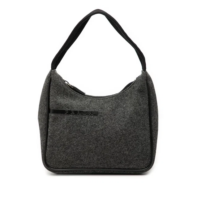 Gray Prada Sports Line Wool Shoulder Bag in Grey Wool from Designer Revival
