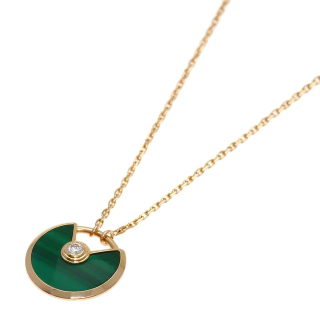Cartier Amulette Malachite Diamond Necklace 18k Pink Gold in Pink from The Reluxe