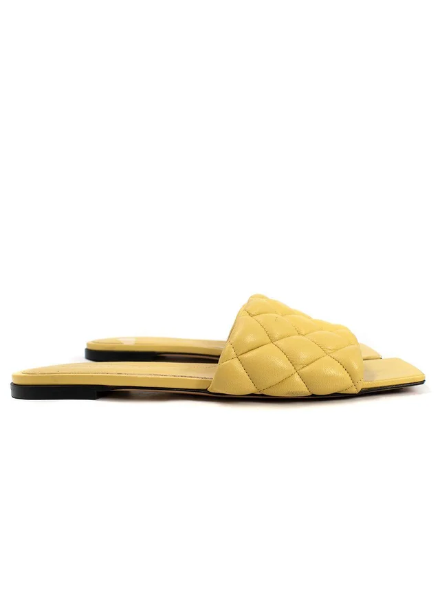 Bottega Veneta Yellow Padded Flat Sandal in Yellow Leather from HEWI, photo 2 of 2