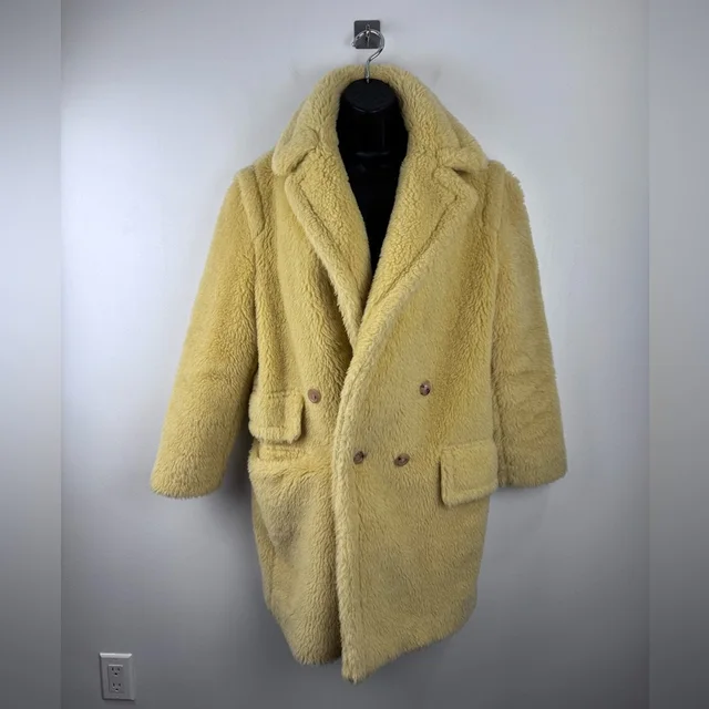 Maxmara Women Alpaca Wool Blend Teddy Coat Yellow Size 4 Us in yellow Wool from Poshmark
