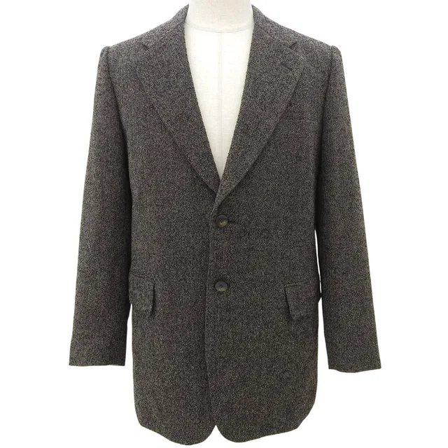 Valentino Garavani Wool Single-Breasted Tailored Jacket #96AB5 Brown/Black in Black Wool from VINTAGE QOO TOKYO