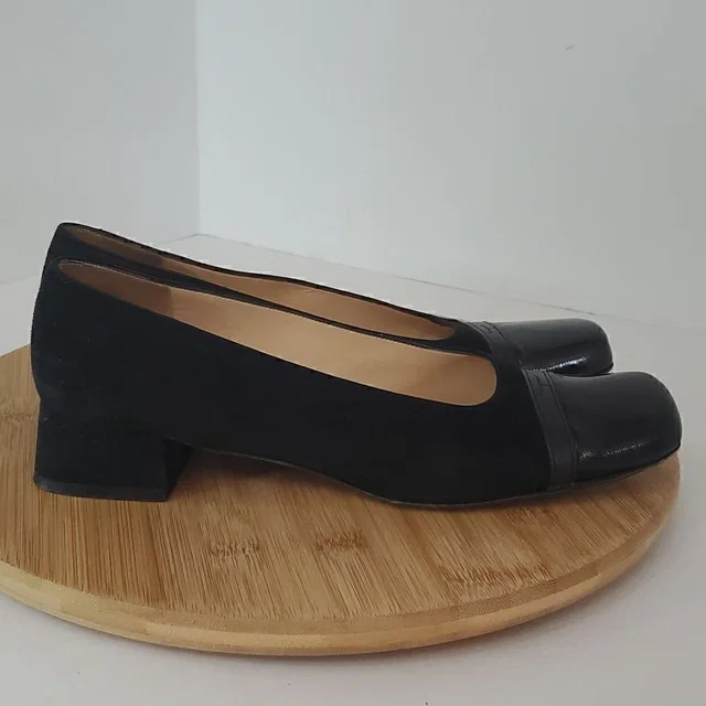 Ferragamo Salvatoreferragamo Sonia Black Cap Toe Block Heel Pump Size 9 in black Suede from Poshmark