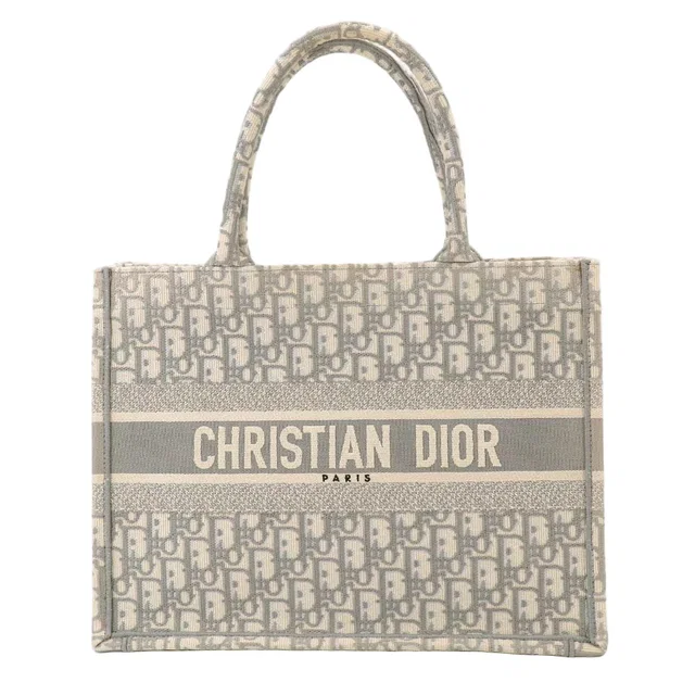 Dior Oblique Book Tote Bag Canvas Gray in Grey Canvas from The Reluxe