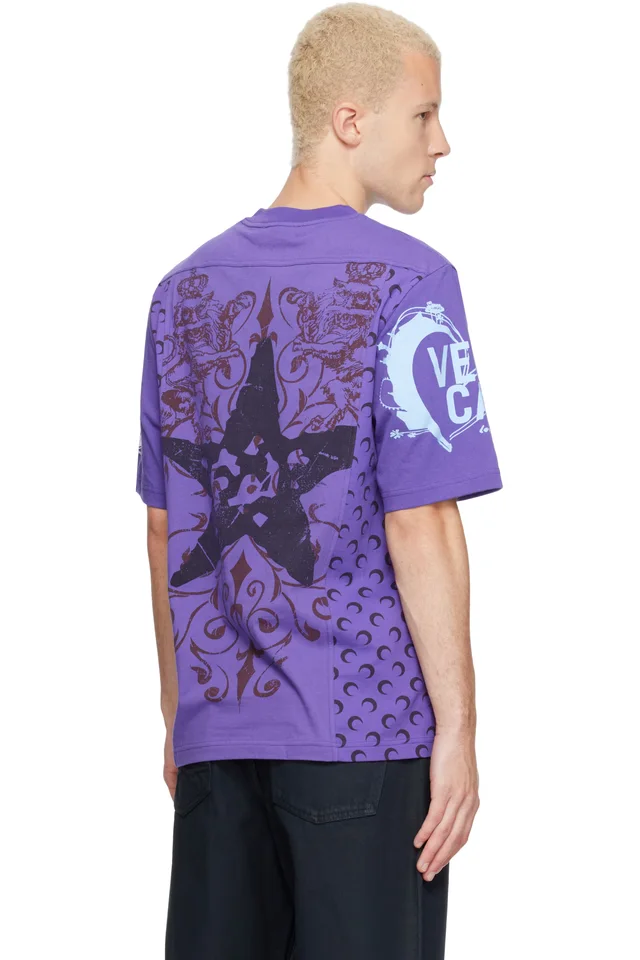 Marine Serre Purple Regenerated Graphic Jersey SS T-shirt, photo 3 of 4 from SSENSE