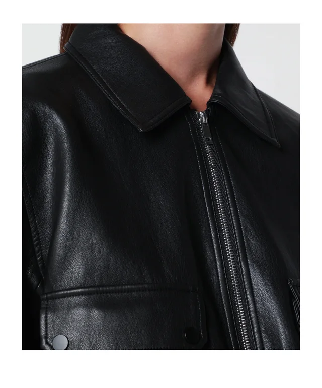 The Frankie Shop Black cropped faux leather bomber jacket, photo 5 of 5 from SENSER