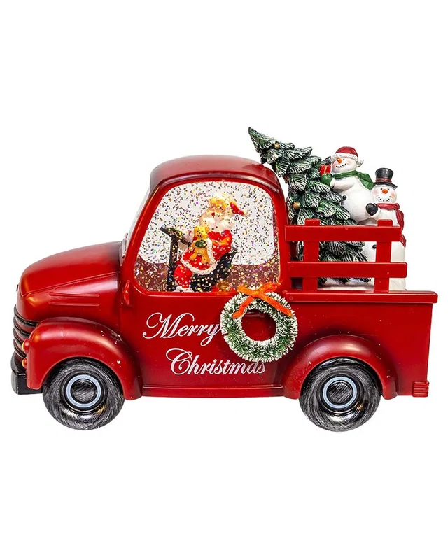 Kurt Adler 9.5-Inch Battery Operated USB LED Lighted Santa & Christmas Tree In Truck Water Globe, image 1 of 1 from Rue La La