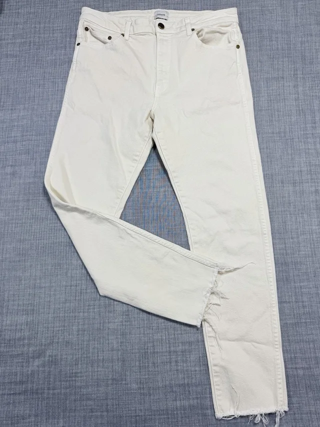Khaite The Alissa High Rise Straight Jeans 30 Off White Cream Raw Hem Made In Us in white Denim from Poshmark