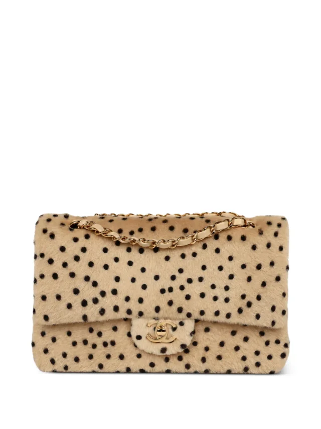 Chanel Pre-Owned Medium Classic Flap cheetah-print CC turn-lock Shoulder Bag | Neutrals | FARFETCH in Lambskin from Farfetch
