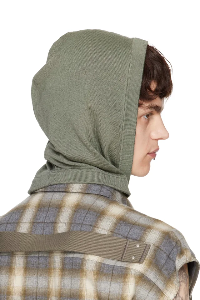 Rick Owens Green Hollywood Cashmere Hood, photo 3 of 3 from SSENSE