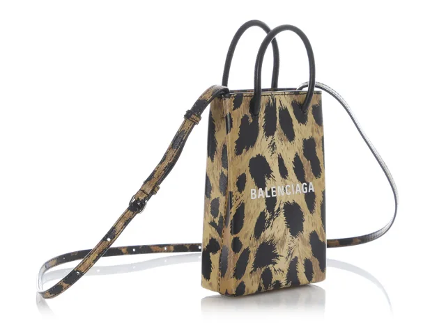 Balenciaga Leopard Print Smooth Calfskin Shipping Phone Bag in Calfskin from Ann's Fabulous Finds, photo 5 of 9