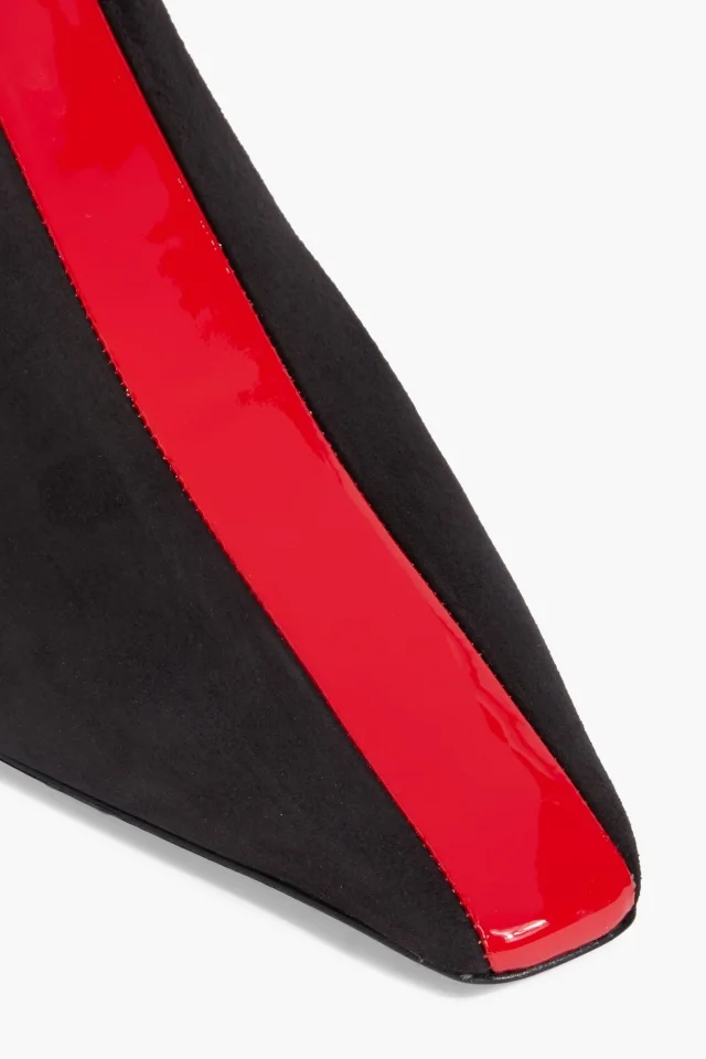 Ferragamo Selestina Suede and Patent-Leather Square-Toe Slippers in Black, photo 4 of 4 from THE OUTNET