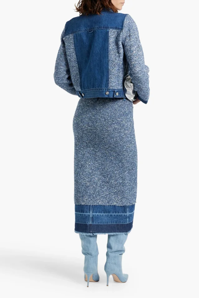 Simkhai Baylin Denim-Paneled Bouclé-Knit Jacket, photo 3 of 4 from THE OUTNET