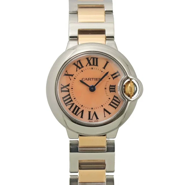 Cartier ballon bleu SM W6920034 Quartz PG Pink Shell Dial in Blue from Luxury Promise