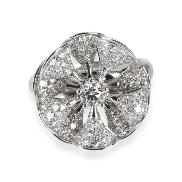 Bvlgari Divas Dream En Tremblant Pave Diamond Ring in 18K White Gold 1.85 CTW in White from myGemma