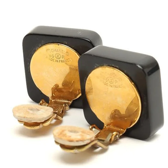 Chanel Coco Mark Resin Rhinestone Clip-on Earrings in Resin from A Retro Tale, photo 5 of 5