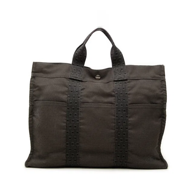 Gray Hermès Canvas Herline MM Tote Bag in Grey Canvas from Designer Revival