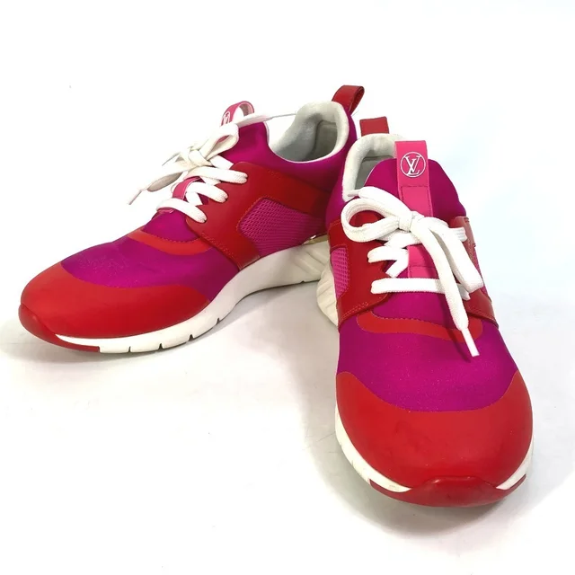 Louis Vuitton Two-tone Logo Sneakers with Laces, Nylon, Women's, Pink in Pink/Red color Nylon from Elady