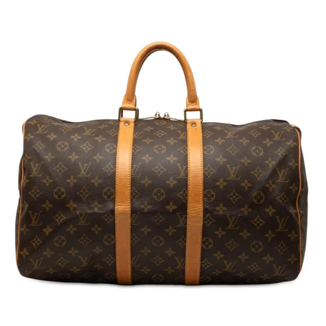 Brown Louis Vuitton Monogram Keepall 45 Travel Bag in Brown Coated canvas from Designer Revival