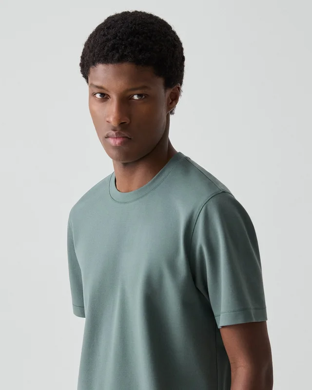 Theory Ryder Tee in Relay Jersey in LIGHT PINE GROVE 64% Viscose, 30% Polyamide, 6% Elastane, photo 4 of 12 from Theory