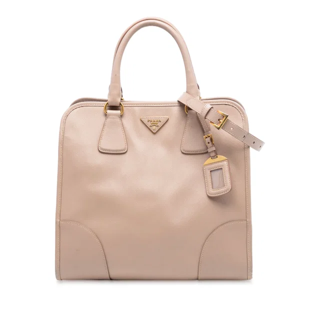Pink Prada Saffiano Lux Shopping Tote Satchel in Pink Saffiano leather from Designer Revival