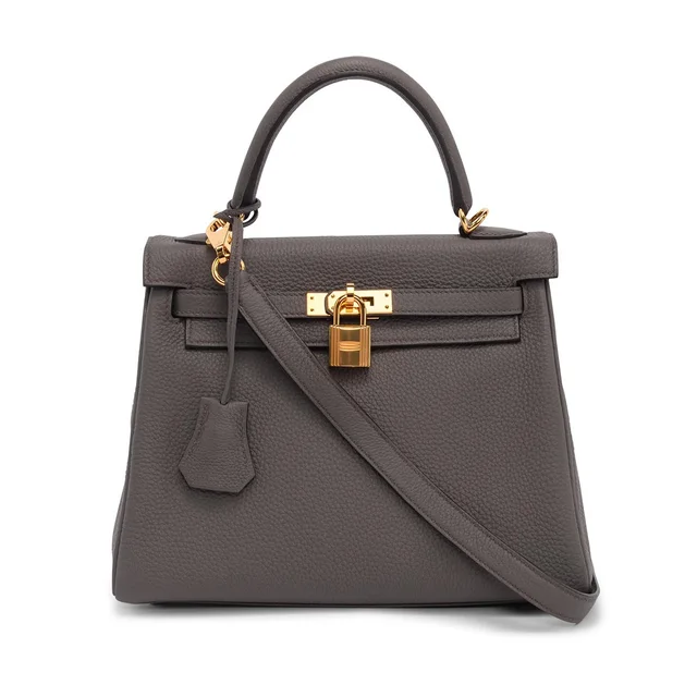 Hermès Togo Kelly 25 GHW in Gris Etain Togo leather from Blue Spinach