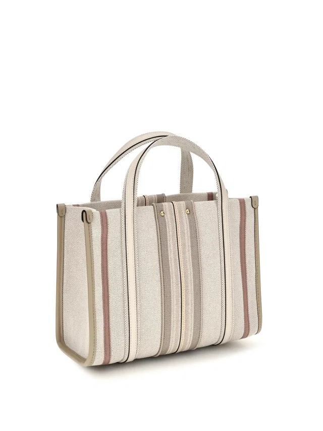 Chloé Woody Loop Tote Bag — Beige Cotton in Beige Calfskin from HEWI