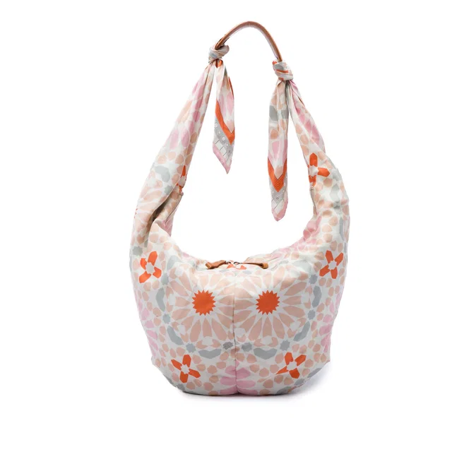 White LOEWE Printed Silk Anagram Scarf Hobo in White Silk from Designer Revival