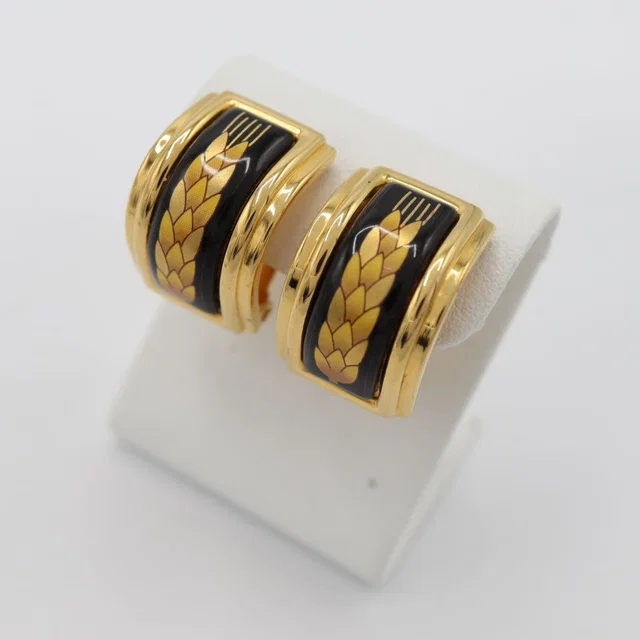 Hermès Enamel Earrings Cloisonne Black Gold in Black from The Reluxe