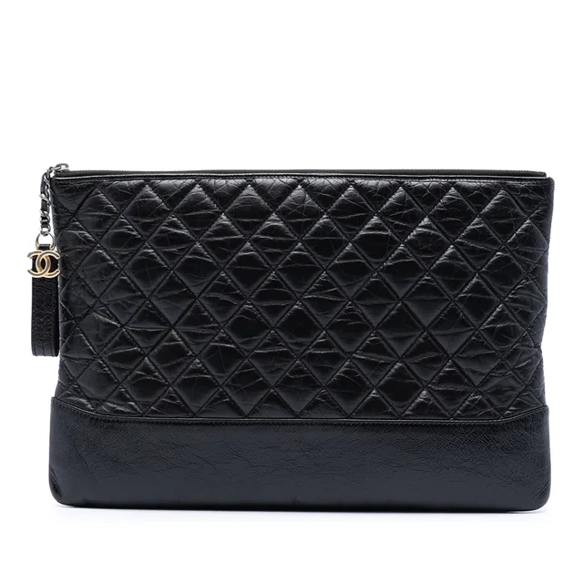 Black Chanel Large Aged Calfskin Gabrielle O Case Clutch in Black Calfskin from Designer Revival, photo 1 of 1