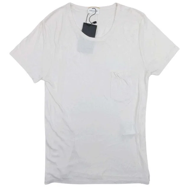Saint Laurent Knit T-Shirt Top Short Sleeve Top Neck M Off White Sweater in White Silk from The Reluxe