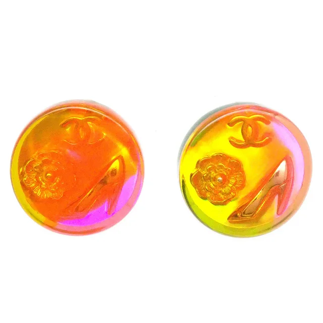 Chanel Rainbow Lucite Earrings Clip-On 97A in Resin from AMORE Vintage Tokyo