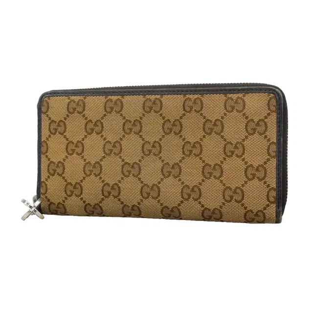 Gucci Wallet GG Canvas Brown Gold in Brown Canvas from The Reluxe