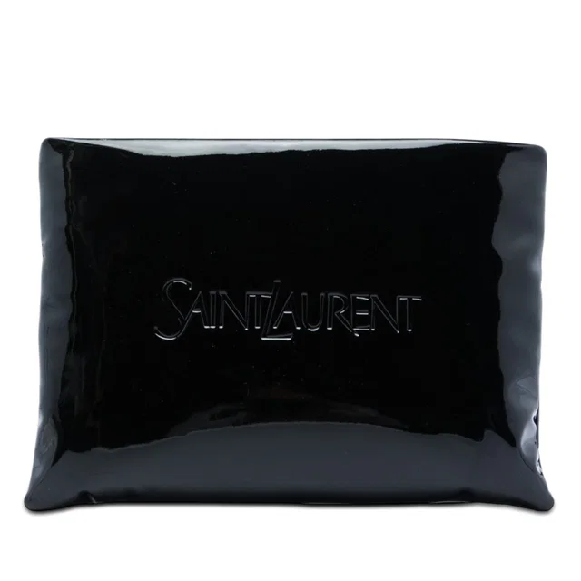 Black Saint Laurent Large Patent Puffy Pouch Clutch Bag in Black Patent leather from Designer Revival