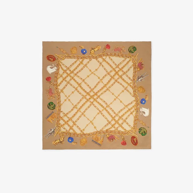 Burberry Burb H26 Scarf — Beige Silk Scarfs in Beige Silk from HEWI
