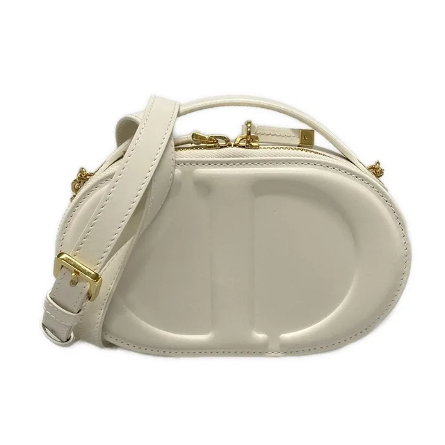 Dior Shoulder Bag CD Signature Oval White Leather in White Leather from The Reluxe