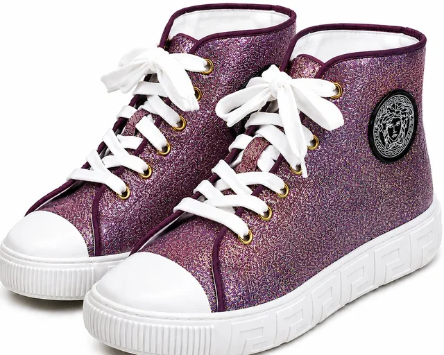 Versace Women’s Glitter High Top Sneakers Size 39 Medusa Purple Pink Made Italy in purple from Poshmark