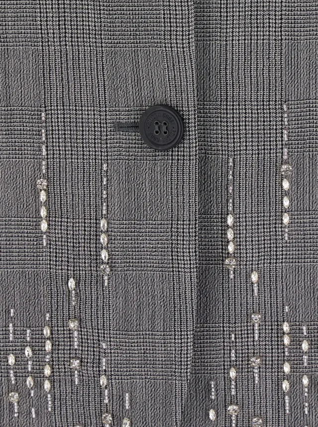 GOLDEN GOOSE Grey Single-breasted jacket with notched revers and check motif all-over in virgin wool for women in Grey 100% Virgin Wool, photo 5 of 6 from Gaudenzi Boutique