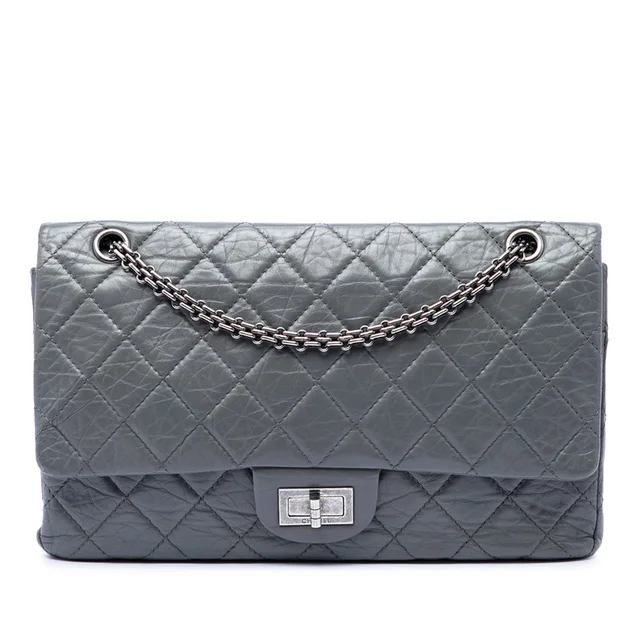 Grey Chanel Quilted Aged Calfskin Reissue 2.55 Double Flap 227 Shoulder Bag in Grey Calfskin from Designer Revival, photo 1 of 1