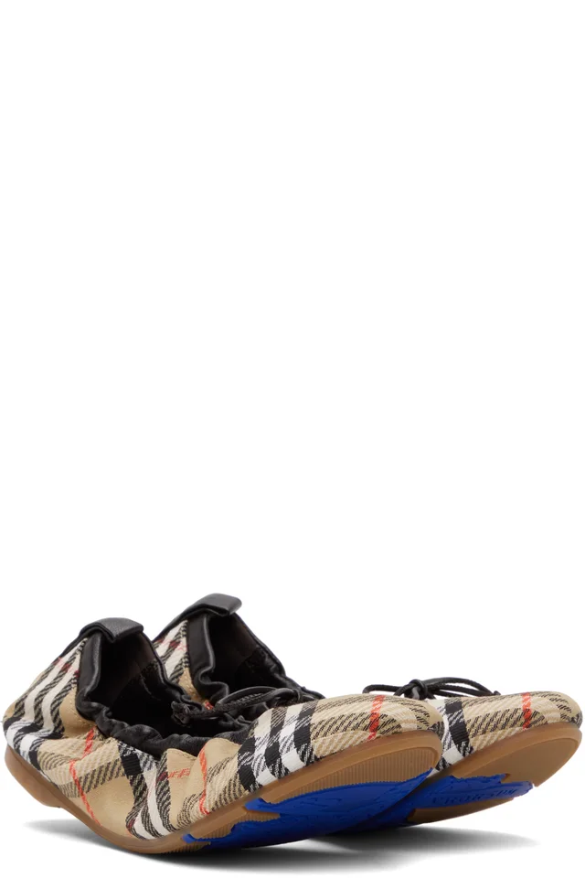 Burberry Tan Check Fawn Ballerina Flats, photo 4 of 5 from SSENSE