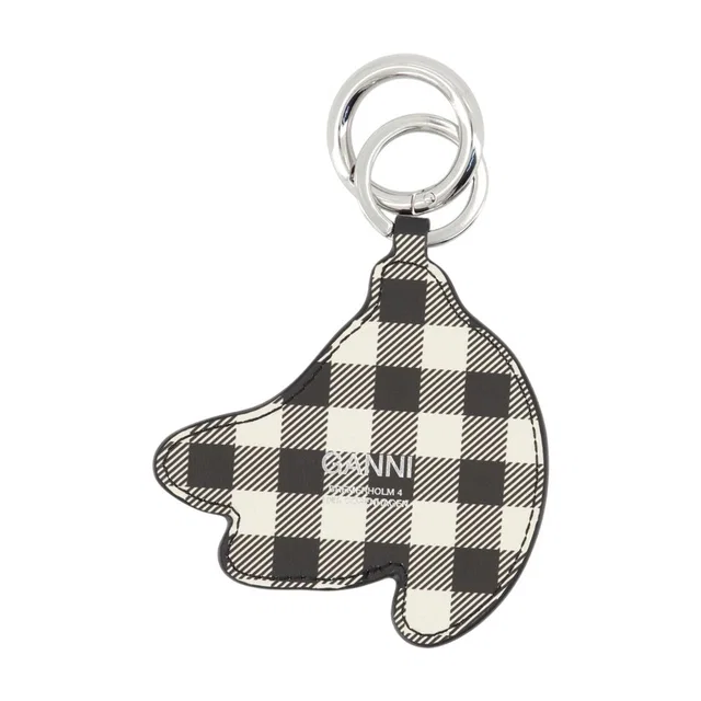 GANNI Checkered Calfskin Key Case — Black Belt Buckles in Black Calfskin from HEWI