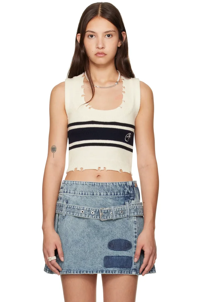 AMBUSH Off-White Destroyed Rib Round Neck Vest, image 1 of 1 from SSENSE