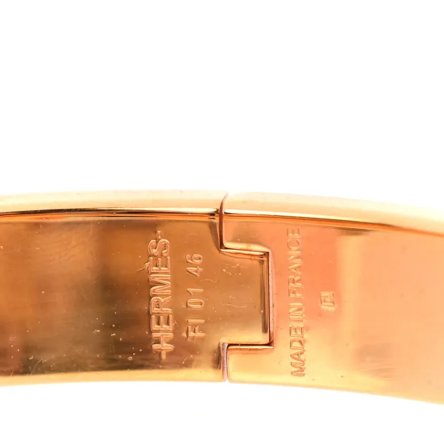 Hermès Enamel Narrow Clic Clac H Bracelet PM Rose Jaipur in Pink from FASHIONPHILE, photo 4 of 5