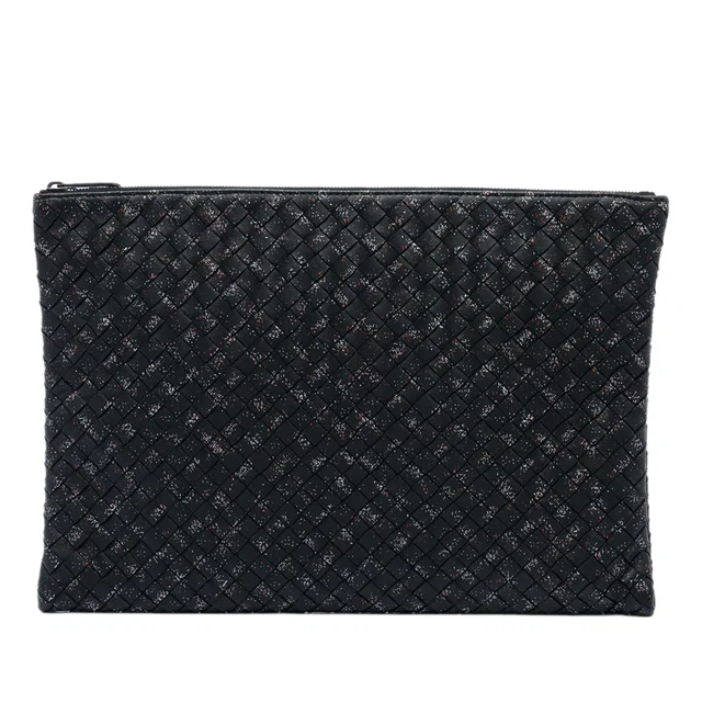 Black Bottega Veneta Nappa Intrecciato Micro Dot Clutch in Black Nappa leather from Designer Revival