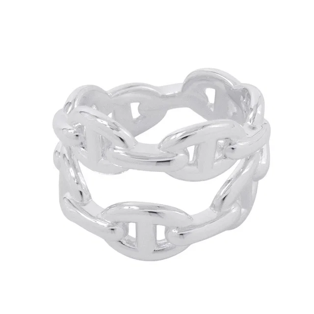 Hermès Chaine d'Ancre Double Row Ring Size 53/#13 SV925 from GALLERY RARE