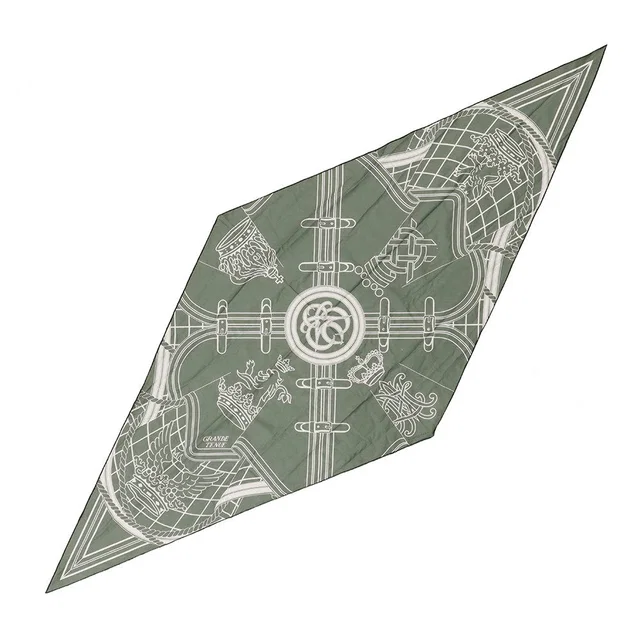 Hermès Losange Saronno Grand Tunnel Size W75.2"xH29.1" Sage/White Cotton100% in White from GALLERY RARE