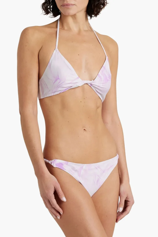 Ganni Twisted printed low-rise bikini briefs in Purple, photo 2 of 4 from THE OUTNET