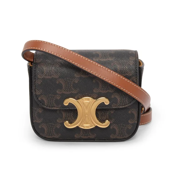 Celine Triomphe Canvas Mini Claude Mini Bag in Tan Canvas from Blue Spinach