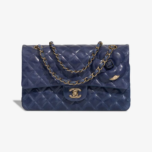 Chanel Timeless Camellia Medium Crinkled Calf Blue in Blue Calfskin from SACLÀB, photo 4 of 10