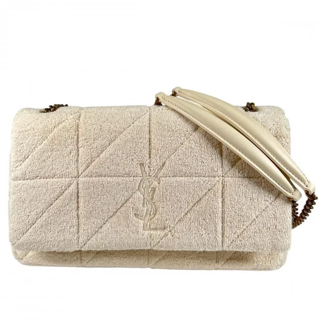 Saint Laurent Eve 2-Way Jamie Shoulder Bag Pile Leather White Gold in White Leather from The Reluxe